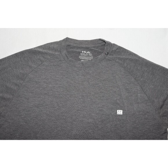 HUK Waypoint Men's Long Sleeve Performance +50 UPF Gray T-Shirt Size Medium - Picture 2 of 6